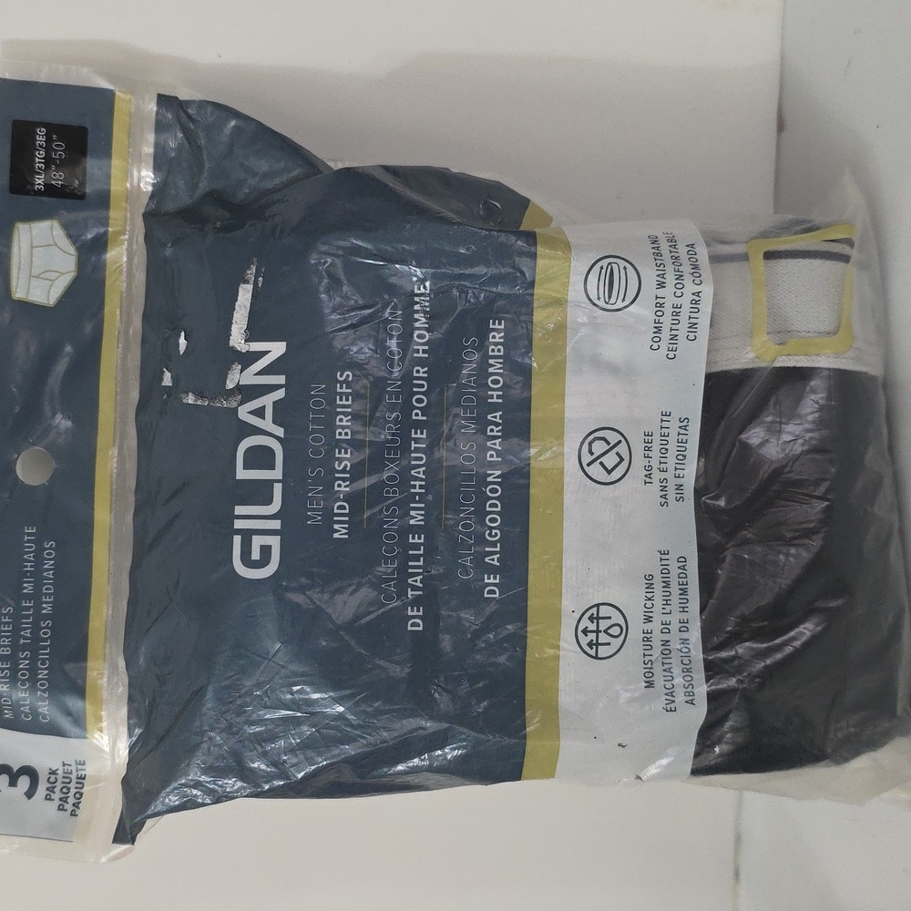 Gildan Men's Cotton Mid-Rise Black Briefs 3-Pack, New-in-Pack